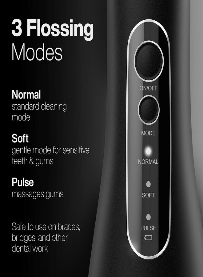 AquaSonic Aqua Flosser PRO - Rechargeable Cordless Water Flosser for Teeth, Gums & Tongue - Modern Design, 300ml Large Tank, 6 Jet Tips with Deluxe Tongue Nozzle, 3 Modes, Waterproof Black - Image 3